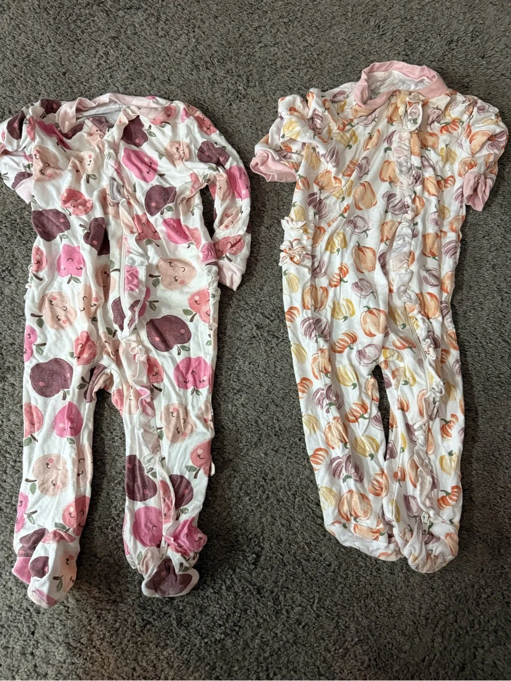 Infant Pink Fruit-Print Footed Pajama One-Piece
